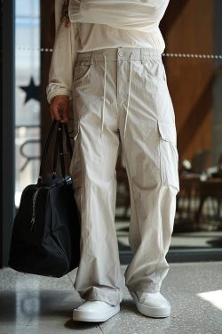 Men's Adjustable Cuff Cargo Pants - Two-Way Wear, Large Pockets, Elastic Waist, Casual Summer Trendy High Street Style