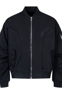 Men's American Clean Fit MA1 Jacket with Double Zipper - Stylish Flight Jacket for Modern Casual Wear