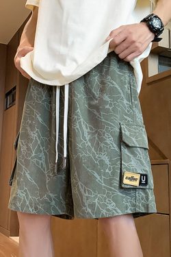Men's Camouflage Summer Sports Shorts - American Style Quick-Dry Straight-Leg Pants for High School Students
