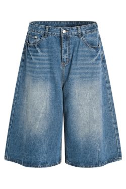 Men's Denim Shorts with Lightning Natural Cat Whiskers, Trendy American Retro Style, Summer 2025, Seven-Point Length