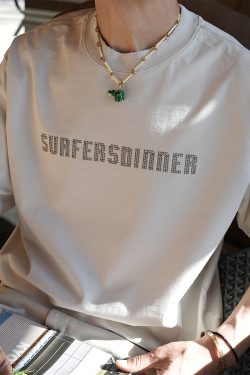 Men's Distressed Color-Washed Round Neck Short Sleeve T-Shirt - American Style Heavy Industry Personalized Letter Design, Summer Trend