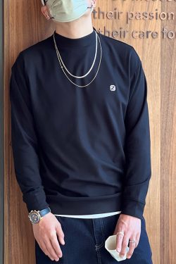 Men's Fleece Long Sleeve Turtleneck T-Shirt - High-Quality Autumn Winter Base Layer, Cozy Harbor Style Top