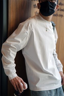Men's Heavyweight Cotton Raglan Long Sleeve T-Shirt - Original Splicing Design, Minimalist Layered Style for Spring & Autumn Fashion