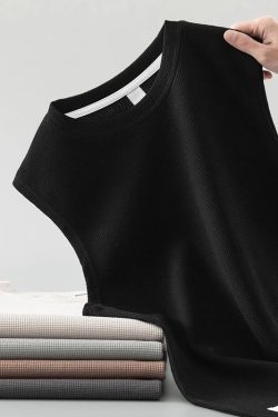 Men's Heavyweight Waffle Vest - Breathable Sleeveless Sports Tank Top for Outdoor Fitness & Basketball - Wide Shoulder Design