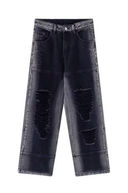 Men's High Street Ripped Jeans - Summer Trendy Loose Straight Pants, Versatile Wide-Leg Trousers for Casual Street Style