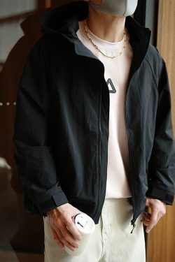 Men's Japanese-Style Retro Minimalist Hooded Jacket with Raglan Sleeves - Trendy Light Spring Summer Workwear