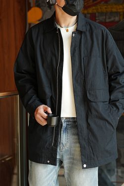 Men's Mid-Length Lapel Trench Coat in American Retro Minimalist Design - Trendy Loose Versatile Autumn Fashion Work Jacket