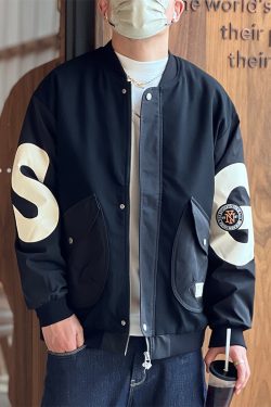 Men's Patchwork Cotton Jacket - Trendy Heavy-Duty Baseball Collar Streetwear for Spring and Autumn, American Casual Design