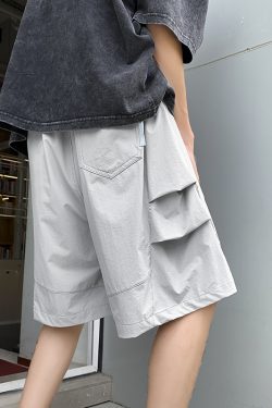 Men's Quick-Dry Cargo Shorts - American Style Loose Gray Five-Point Beach Shorts, Summer Trendy Casual Tactical Pants