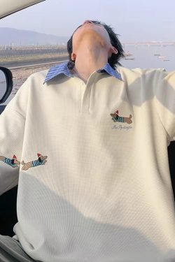 Men's Sausage Dog Embroidered Polo Shirt - Summer Loose Fit Plus Size Short Sleeve Tee in Casual Lazy Style