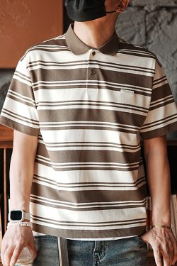 Men's Short Sleeve Striped Polo Shirt - Versatile Spring Fashion Trend, American Youth Style, Casual Lapel Top