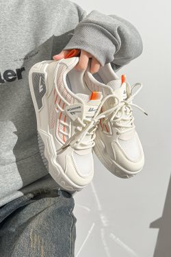 Men's Thick Sole Mesh Sneakers - Breathable Casual Sports Shoes for Summer 2025 - Versatile White Style for Students