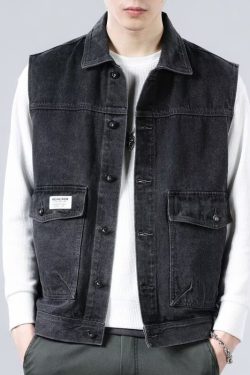 Men's Vintage Workwear Vest - Casual Loose Waistcoat for Spring & Autumn, 2025 American Style, Ideal for 90s & Y2K Fashion Trends