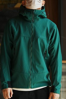 Men's Women's Unisex Waterproof Windproof Soft Shell Jacket with Hood, 3D Cut, Urban Outdoor Climbing Functional Wear