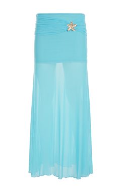 Mermaid Underwater Star Metal Buckle Low Waist Sheer Mesh Spliced Long Skirt - Trendy Y2K Aesthetic Fashion