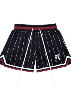Mesh Print Double Layer Heavyweight Shorts for Couples - American Vintage Style, Loose Fit, Summer High Street Fashion