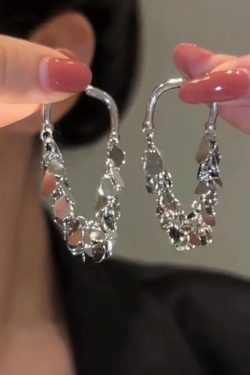 Metal Sequined Tassel Earrings for Women - High-End Punk Studs, Light Luxury Ear Accessories, Niche Fashion Statement