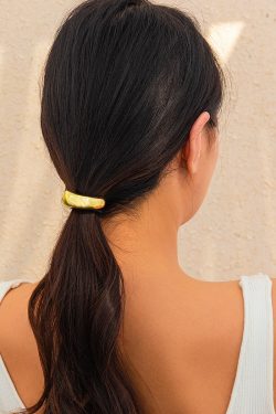 Metallic Glossy Elastic Hair Ties for Women - Versatile Geometric Square Hair Accessories - Minimalist Style for Everyday Wear