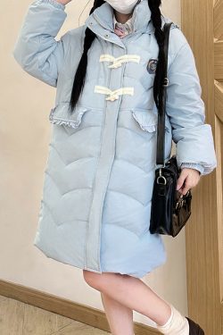 Mid-Length Loose Duck Down Coat with Toggle Buttons - Thick Winter Jacket for Petite Sizes, Perfect for Cold Weather Fashion