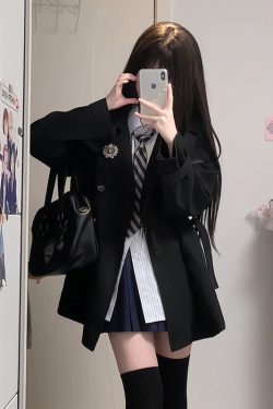 Mid-Length Pudding Bear JK Uniform Coat for Women - Autumn Short Style, High-End British Design for Petite Figures