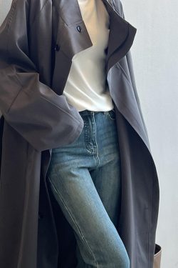 Mid-Length Stand Collar Trench Coat for Women - Casual Loose Fit Single-Breasted British Style for Spring & Autumn 2025