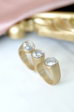 Minimalist Double-Finger Ring with Diamond Inlay - European and American Punk Jewelry for Women's Fashion