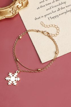 Minimalist Double-Layer Snowflake Geometric Bracelet for Women - Creative Winter Hand Accessories for Christmas and New Year