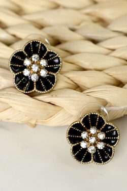 Minimalist Flower Diamond-Studded Drop Earrings for Women - Versatile Metal Design in Two Trendy Colors