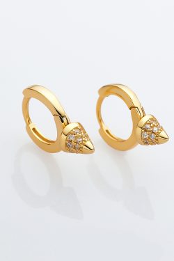 Minimalist French Retro Gold-Plated Heart Lock Ear Clip Earrings with Diamond Studs for Women - European and American Style