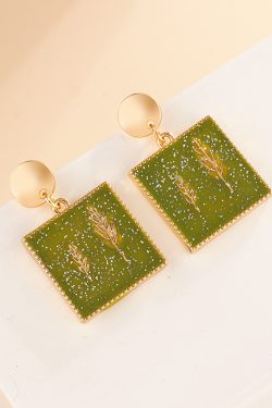 Minimalist Fresh Green Dripping Oil Earrings - Trendy Metal Style Jewelry for Women