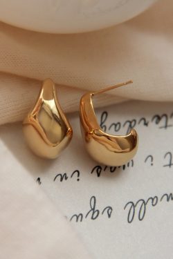 Minimalist Geometric Gold-Plated Silver Water Drop Earrings - Korean French Style, Hypoallergenic Design for Everyday Wear
