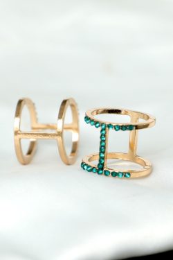 Minimalist Gold-Plated Diamond-Inlaid Hollow Ring Set - Versatile Tail Ring Accessories for Chic Fashion