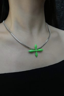 Minimalist Green Cross Necklace for Unisex, Stylish Titanium Steel Clavicle Chain, Trendy Sweet Accessories