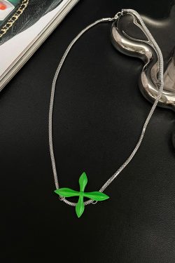 Minimalist Green Cross Necklace for Unisex, Stylish Titanium Steel Clavicle Chain, Trendy Sweet Accessories