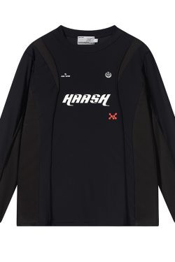 Minimalist Letter Print Long Sleeve Sports Training Outfit - Breathable Loose Fit for Street Style Athleisure
