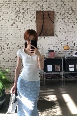Minimalist Pure Desire White Button Short Sleeve Women's Slim Fit Crop Top - Summer 2023 American Hot Girl Style