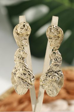 Minimalist Retro Textured Drop Earrings - European and American Fashion Abstract Design, Versatile Stud Earrings for Women