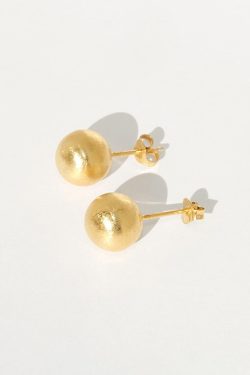 Minimalist Round Ball Stud Earrings - Casual Retro European American Style for Everyday Wear
