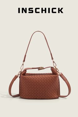 Minimalist Woven Large-Capacity Handbag for Women, Summer 2025, Korean-Style Casual Small Square Crossbody Bag