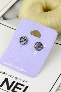 Minimalist Yellow Peace Sign Cutout Earrings - Korean Style Anti-War Jewelry for Women