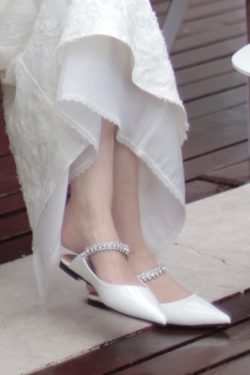 Moon White Rhinestone Flat-Soled Open-Back Chain Sandals - Y2K Style, Summer Fashion Essential