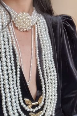 Multi-Layer Flower Pearl Necklace | Vintage Long Tassel Sweater Chain Accessory for Evening Wear, Boho Chic Style