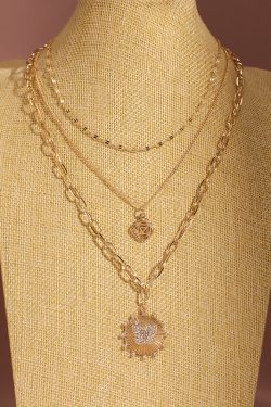 Multi-Layer Minimalist Necklace with Round Discs and Butterfly Design, Diamond Inlaid Collarbone Chain, European and American Style