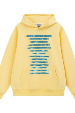 Multicolor Hoodie with Original Letter Print - Handmade Casual Loose Unisex Top for Couples - Y2K Street Style