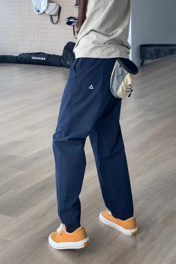 Navy Blue Waterproof Men's Soft-Shell Casual Long Pants, Slightly Tapered Functional Outdoor Climbing Work Pants