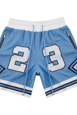 North Carolina Legend Double-Layer Embroidered Zipper Mesh Casual Sports Shorts for Men