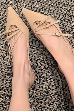 Nude High-Heeled Sandals for Women - 2024 Thin Heel One-Strap Sexy Kitten Heel Pointed Toe Backless Design