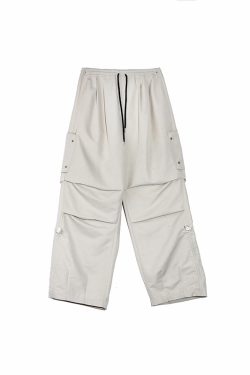 Off-White Pleated Loose Fit Cargo Pants for Women - Stylish Streetwear, Trendy Casual Fashion, Y2K Aesthetic