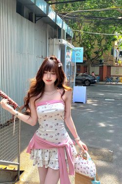 One-Shoulder Sweet Peach Dress for Women - High-End French Neck, Waist-Cinching, Slimming Short Skirt, Summer Fashion
