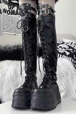 Over-the-Knee Thick-Soled Martin Boots for Women - Versatile Punk Style with Sweet Cool Subculture Vibes